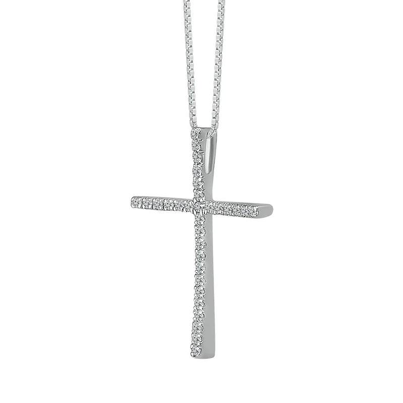 1/8 CTW Diamond Cross 18-inch Pendant in Sterling Silver