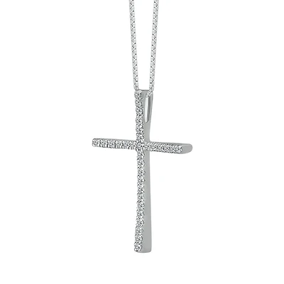 1/8 CTW Diamond Cross 18-inch Pendant in Sterling Silver
