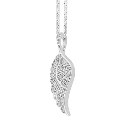 1/8 CTW Diamond Feather 18-inch Pendant in Sterling Silver
