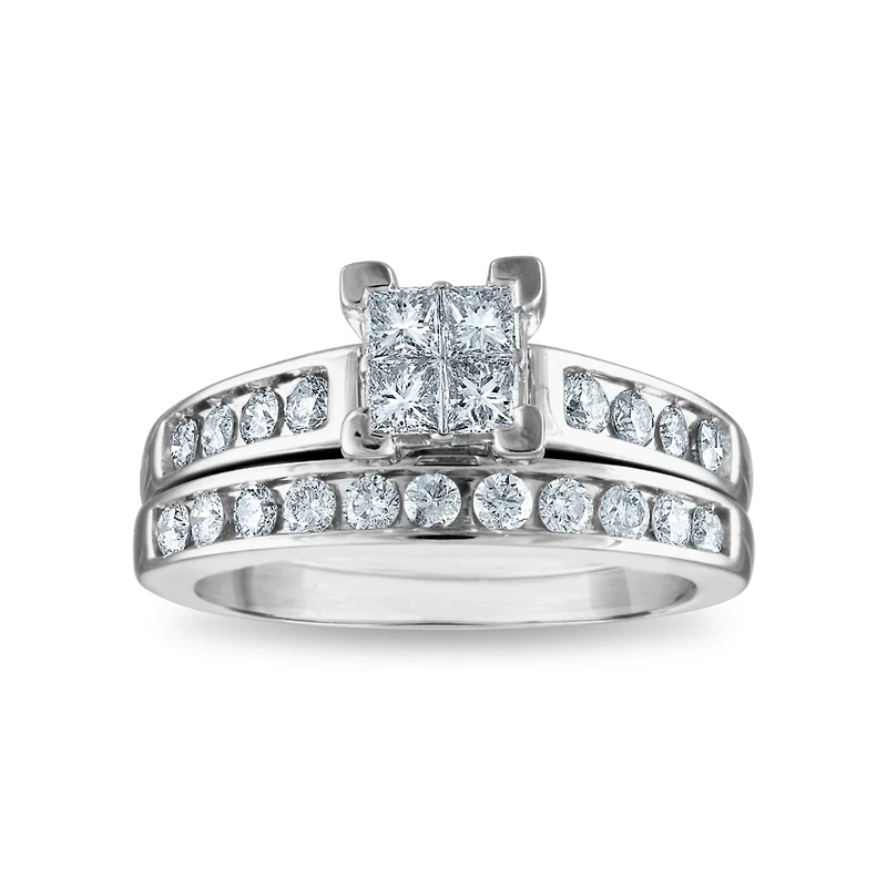 1 CTW Natural Diamond Classic Bridal Set in 10KT White Gold