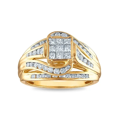 1 CTW Natural Diamond Engagement Ring in 10KT Yellow Gold