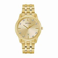 Bulova Watch with 40MM Champagne Round Dial and Stainless Steel Bracelet. 97D123