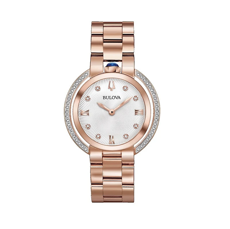 Bulova Rubaiyat Watch with 35MM White Round Dial and Stainless Steel Bracelet. 98R248