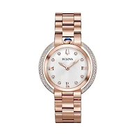 Bulova Rubaiyat Watch with 35MM White Round Dial and Stainless Steel Bracelet. 98R248