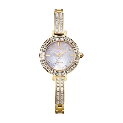 Citizen Crystal Collection Watch with 25X25 MM Mother-of-Pearl Round Dial and Stainless Steel Bracelet. EM0862-56D