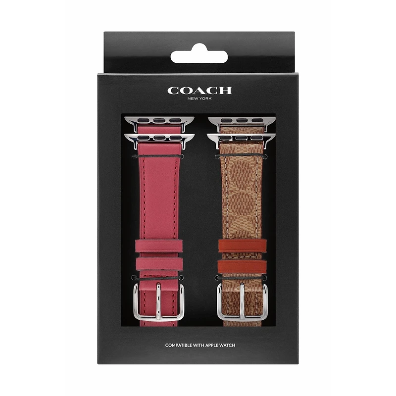 Coach Set of 2 Leather Apple Watch Straps Only. Fits 38MM/40MM/41MM