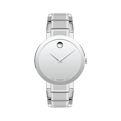 Movado Watch with 39MM Silvertone Round Dial and Stainless Steel Bracelet. 0607178