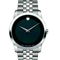 Movado Watch with 40MM Black Round Dial and Stainless Steel Bracelet. 0607199