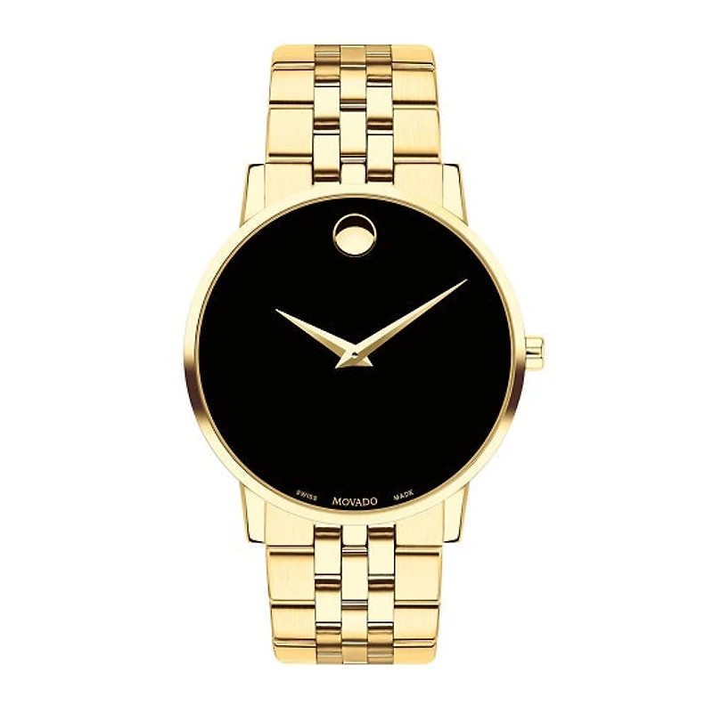 Movado Watch with 40MM Black Round Dial and Stainless Steel Bracelet. 0607203