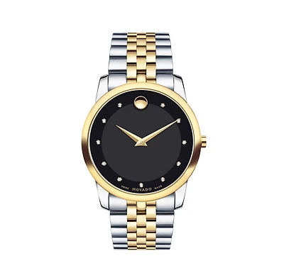 Movado Watch with 40MM Black Round Dial and Stainless Steel Bracelet. 0607202