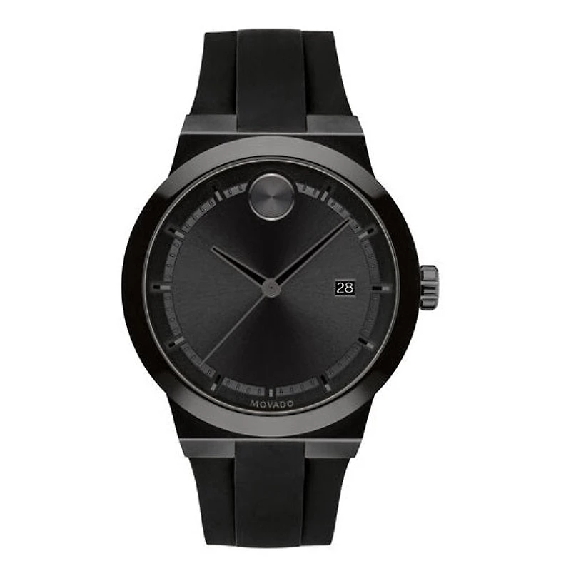 Movado BOLD Fusion with 42MM Black Round Dial and Silicone Strap. 3600621