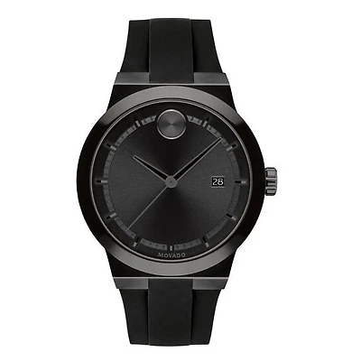 Movado BOLD Fusion with 42MM Black Round Dial and Silicone Strap. 3600621