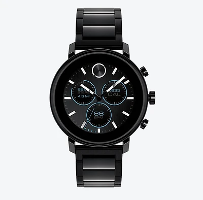 Movado BOLD with 42MM Black Round Dial and Stainless Steel Bracelet. 360037