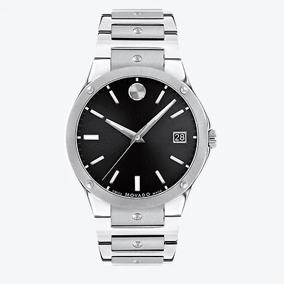 Movado SE with 41MM Black Sunray Dial and Stainless Steel Bracelet. 0607541