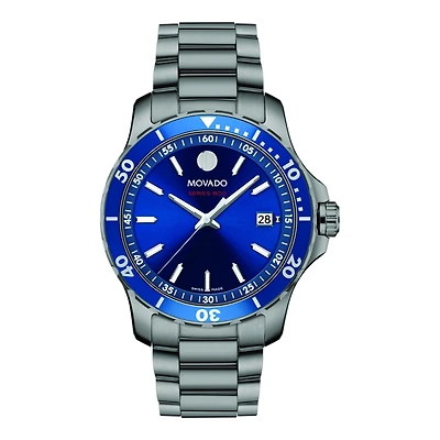 Movado Watch with 40MM Blue Round Dial and Stainless Steel Bracelet. 2600159