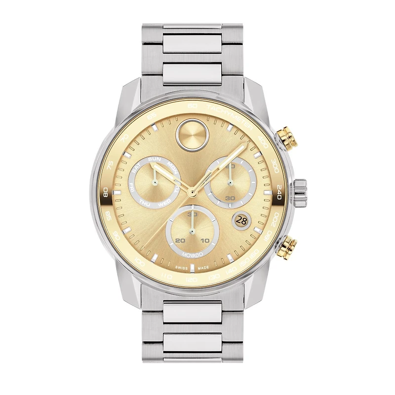 Movado BOLD Verso 44MM Champagne Chronograph Dial and Stainless Steel Watch. 3600907