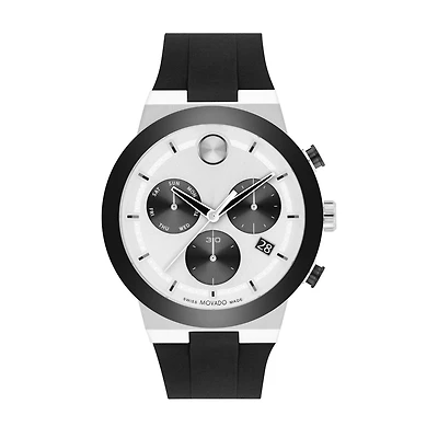 Movado BOLD Fusion with 44MM Chrono Dial and Black Silicone Strap. 3600894