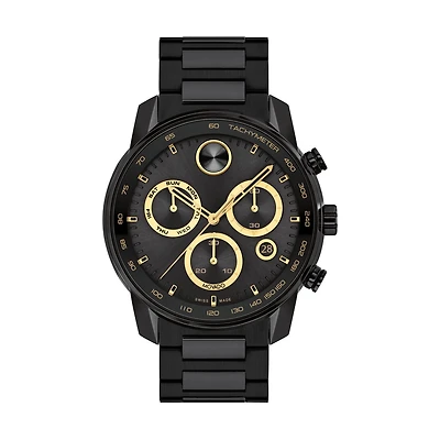 Movado BOLD Verso with 44MM Chrono Dial and Black Stainless Steel Bracelet. 3600906