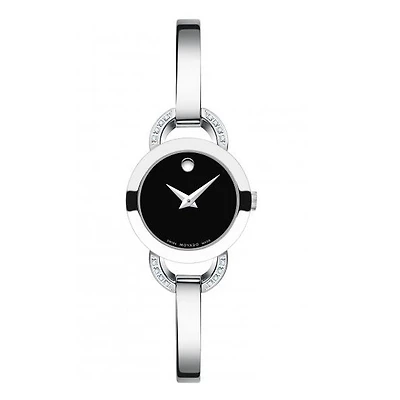 Movado Rondiro with Black Dial and Stainless Steel Bangle Bracelet. 0606798