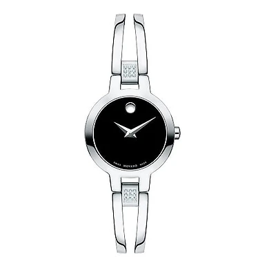 Movado Watch with 24MM Black Round Dial and Stainless Steel Bracelet. 0607154