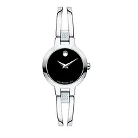 Movado Watch with 24MM Black Round Dial and Stainless Steel Bracelet. 0607154
