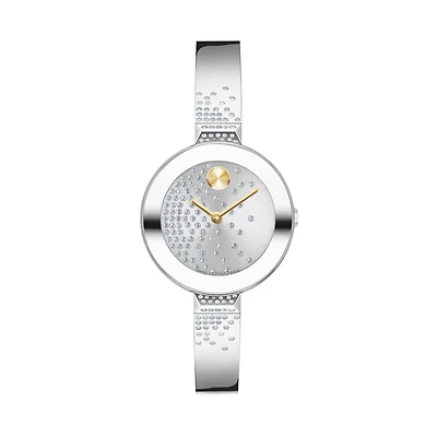 Movado BOLD with 28MM Grey Round Dial and Stainless Steel Bangle Bracelet. 3600925