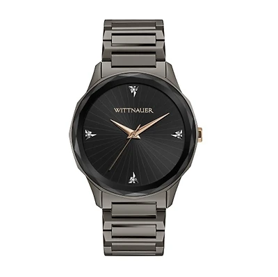 Wittnauer with 42MM Black Diamond Dial Stainless Steel Watch Band. WN3095
