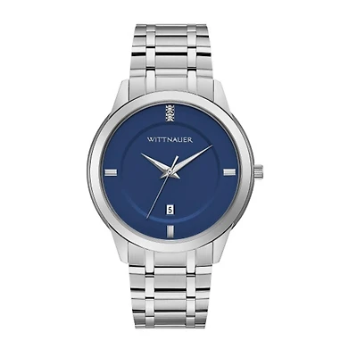 Wittnauer with 42MM Blue Round Dial Stainless Steel Watch Band. WN3088