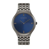 Wittnauer with 44MM Blue Diamond Dial Stainless Steel Watch Band. Black Tie WN3100