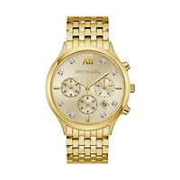 Wittnauer Black Tie 44MM Diamond Dial Goldtone Chronograph Watch. WN3109