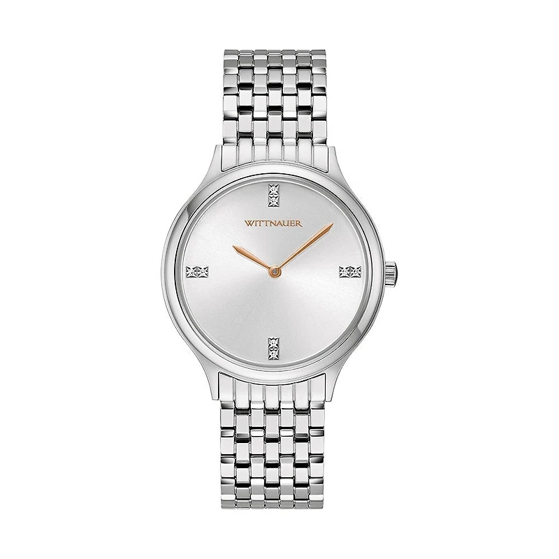 Wittnauer Black Tie 34MM Diamond Dial Stainless Steel Watch. WN4119