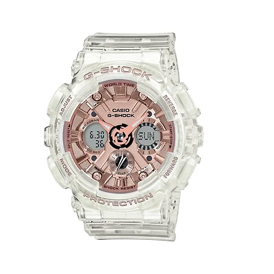 G-Shock with 46X46 MM Rosetone Round Dial Resin Band Strap. GMAS120SR-7A