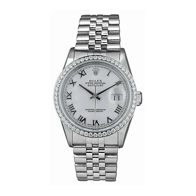 Pre-Owned Rolex Diamond Accent Oyster Perpetual Datejust with 36X36 MM White Round Dial Stainless Steel Jubilee. 10243