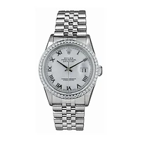 Pre-Owned Rolex Diamond Accent Oyster Perpetual Datejust with 36X36 MM White Round Dial Stainless Steel Jubilee. 10243