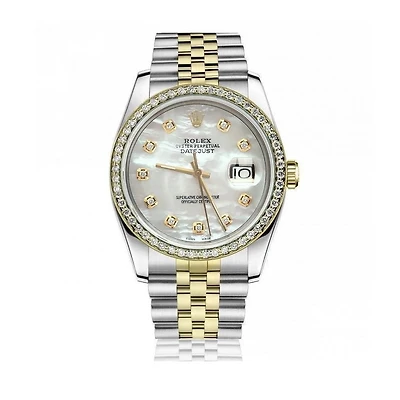 Pre-Owned Rolex Diamond Accent Oyster Perpetual Datejust with 36X36 MM White Round Dial Steel & 18K Yellow Gold Jubilee. 10305