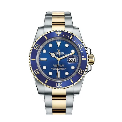 Pre-Owned Rolex Two-Tone Steel & 18K Yellow Gold Oyster Perpetual Submariner with 40X40 MM Blue Round Dial. With Aluminum Bezel