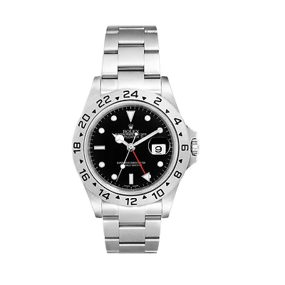Pre-Owned Rolex White Stainless Steel Oyster Perpetual Explorer II with 40X40 MM Black Round Dial. 16570.1 BLACK