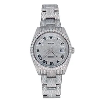 Pre-Owned Rolex Diamond Accent Oyster Perpetual Datejust with 41X41 MM Pave Diamond Round Dial Stainless Steel Oyster. 126300