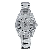 Pre-Owned Rolex Diamond Accent Oyster Perpetual Datejust with 41X41 MM Pave Diamond Round Dial Stainless Steel Oyster. SC2541