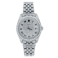 Pre-Owned Rolex Diamond Accent Oyster Perpetual Datejust II with 41X41 MM Pave Diamond Round Dial Stainless Steel Jubilee. 126300