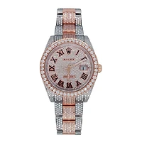 Pre-Owned Rolex Two-Tone Steel & 18K Everose Gold Oyster Perpetual Datejust with 41X41 MM Pave Diamond Round Dial. 126301