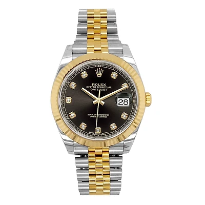 Pre-Owned Rolex Two-Tone Steel & 18K Yellow Gold Datejust with 41X41 MM Black Diamond Dial. 126333