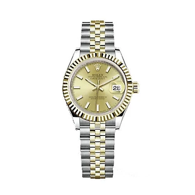 Pre-Owned Rolex Oyster Perpetual Lady-Datejust with 26X26 MM Champagne Round Dial Steel & 18K Yellow Gold Jubilee. 20100