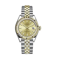 Pre-Owned Rolex Oyster Perpetual Lady-Datejust with 26X26 MM Champagne Round Dial Steel & 18K Yellow Gold Jubilee. 69173.1