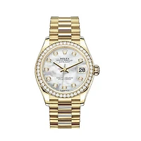 Pre-Owned Rolex Diamond Accent Oyster Perpetual Lady-Datejust Presidential with 26X26 MM Mother-of-Pearl Round Dial 18KT Gold Jubilee. 69178.1