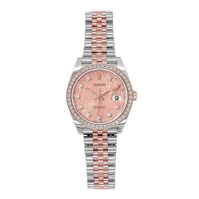 Pre-Owned Rolex Datejust with 26X26 MM Rosetone Round Dial Steel & 18K Everose Gold Jubilee. 179171