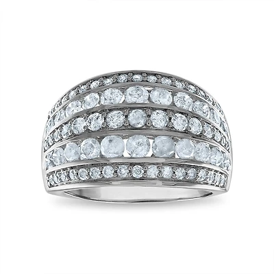 2 CTW Natural Diamond Anniversary Five Row Ring in 14KT White Gold