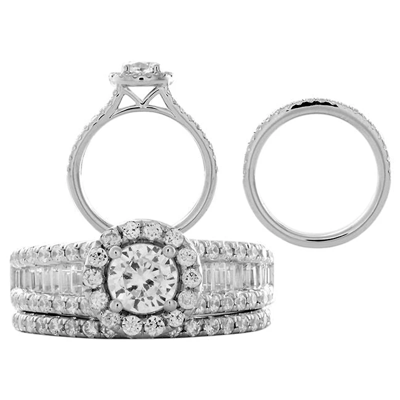 2 CTW Natural Diamond Halo Bridal Set Ring in 14KT White Gold