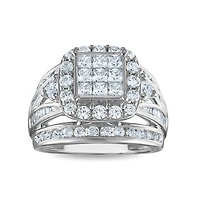 2 CTW Natural Diamond Halo Cluster Engagement Cushion Shape Ring in 10KT White Gold