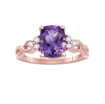 Amethyst and White Topaz Ring in 10KT Rose Gold